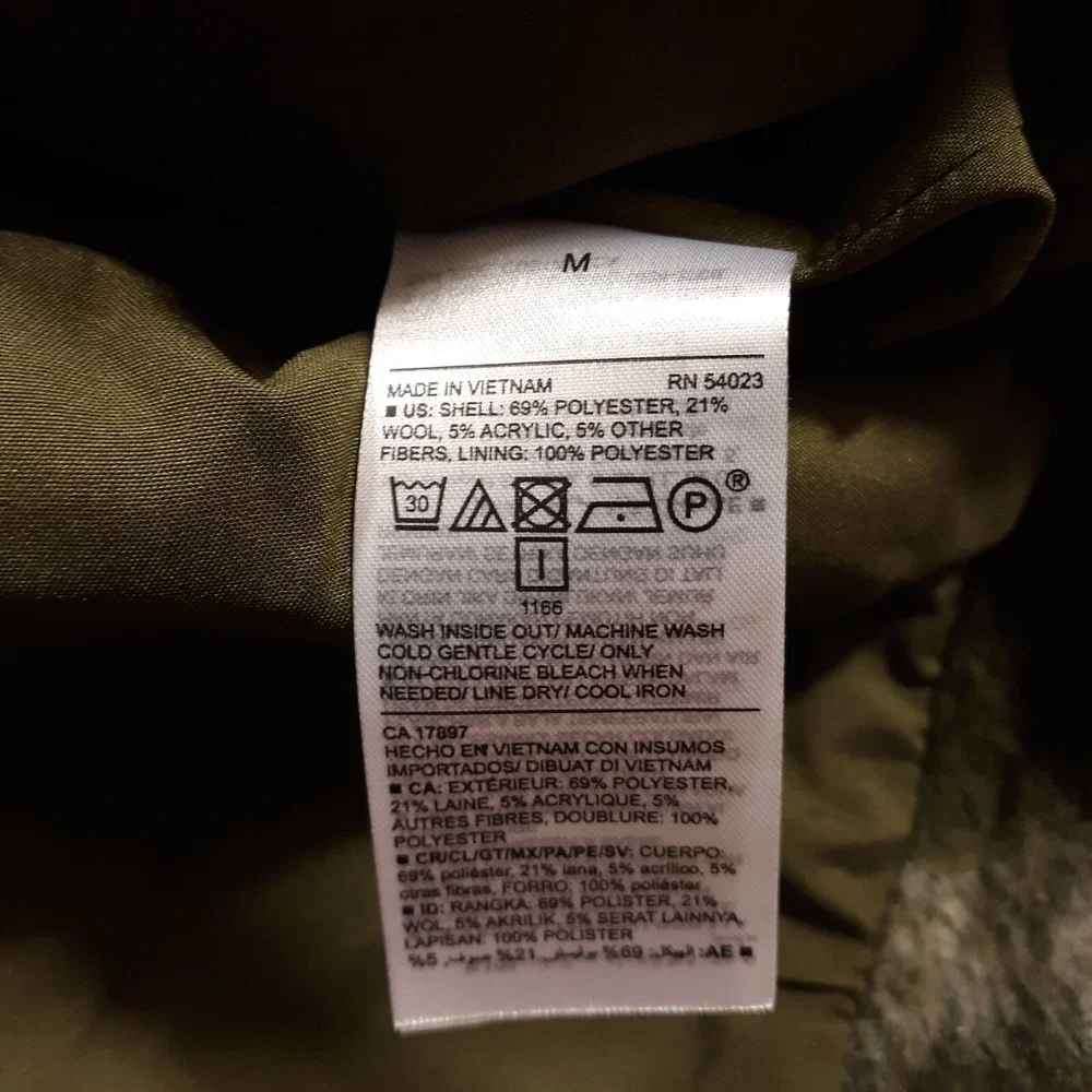 Old Navy Wool Blend Car Coat Womens M Green 4 Button Notch Lapel Heavyweight NEW